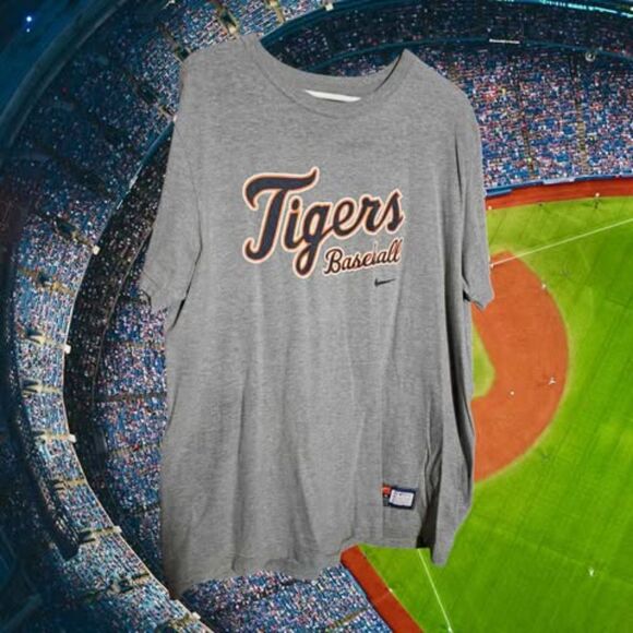 Nike Tigers Baseball Gray T-Shirt Size  XL (R77) - Picture 1 of 4